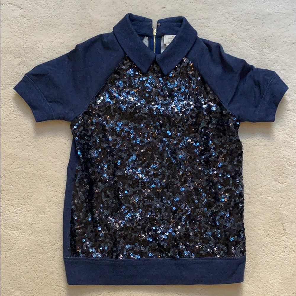 Kate Spade Short Sleeve Sequin Sweatshirt